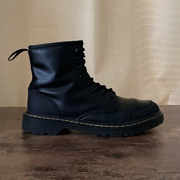 Dr Martens Womens 1460 Boots Sz US 5 UK 3 Black Overlay Leather Combat Punk Zip - Picture 2 of 7